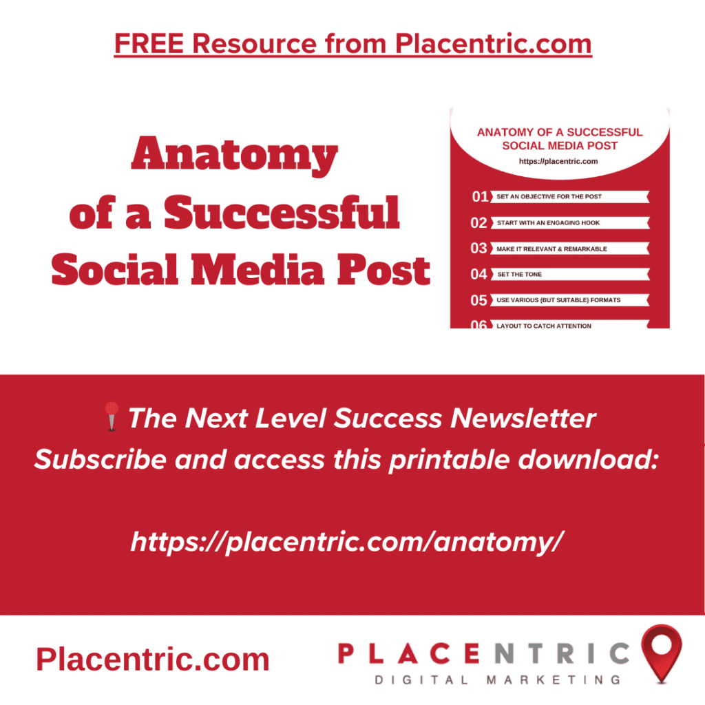 Anatomy of a Successfull Social Media Post. Free Marketing Resource from Placentric.com